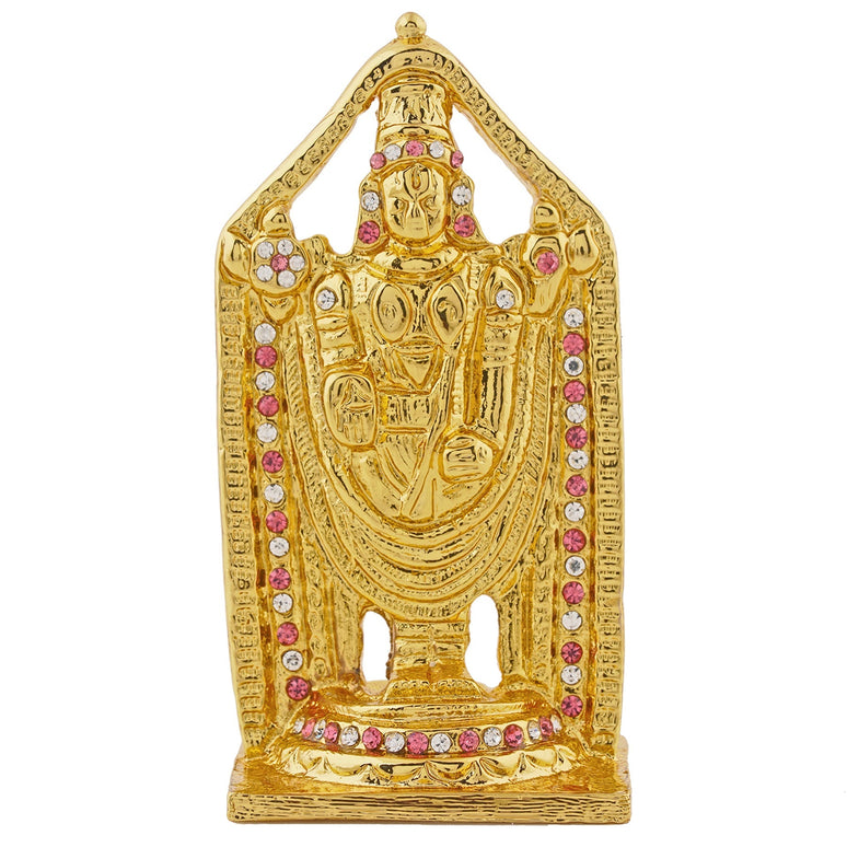 Estele Gold-Polished Lord Tirupati Balaji Idol Showpiece for Pooja Mandir/ Home Decorative