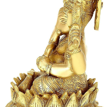 Umi Brass Lord Ganesha Sitting On Lotus