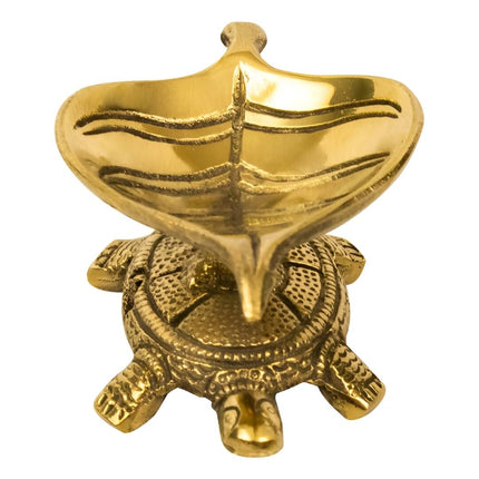 Spillbox Gold Toned Tortoise Leaf Diya
