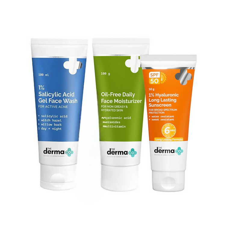 The Derma Co I-Beauty CMS (Cleanser, Moisturizer, Sunscreen) For Acne Prone Skin Combo