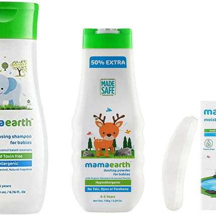Mamaearth Moisturizing Baby Bathing Soap Bars & Dusting Powder & Gentle Cleansing Baby Shampoo