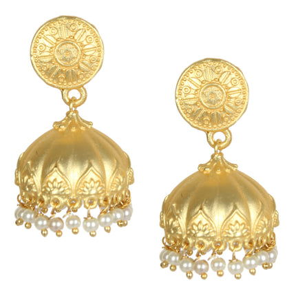 Joban Fashion Women Matte Gold Brass Jhumka
