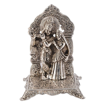 International Gift Silver Plated Radha Krishna Idol