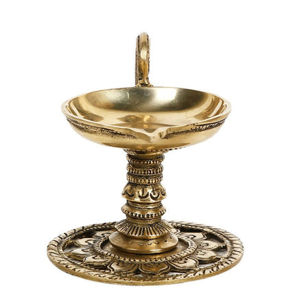 CraftVatika Gold-Toned Handmade Oil Lamp Showpiece
