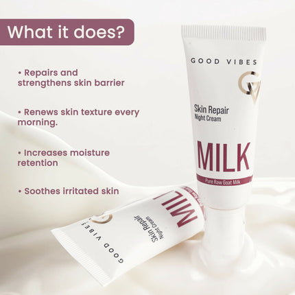 Good Vibes Skin Repair Milk Night Cream with 100% Pure Raw Goat Milk