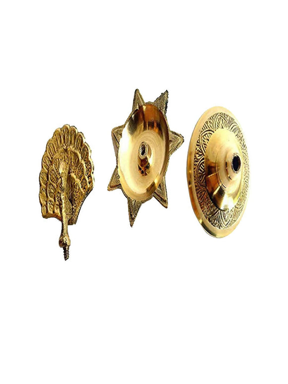 CraftVatika Gold Toned Brass Peacock Design Diya