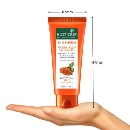Biotique Bio Pink Lentils 3 In 1 Matte Look Sun Shield SPF 40