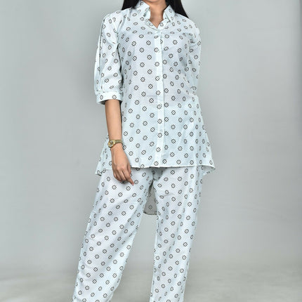 Morchari Digital Print Semi Muslin Co-Ord Set Top & Trouser-Multicolor