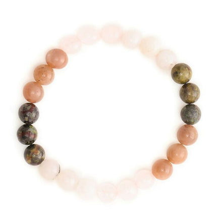 Red Carnelian, Amathyst Pyrite Metal Multicoloured Brown, Black and White Beads bracelet - Ruby Raang