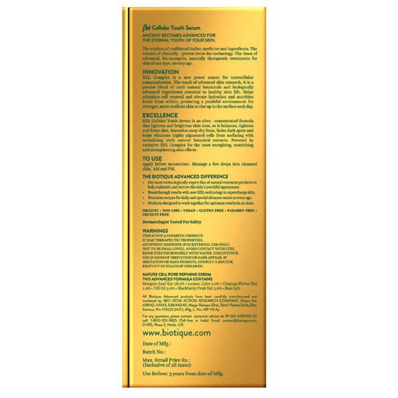 Biotique Advanced Organics Anti-Age BXL Cellular Youth Serum