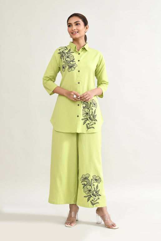 Joban Fashion Parrot Green Cotton Coord Set