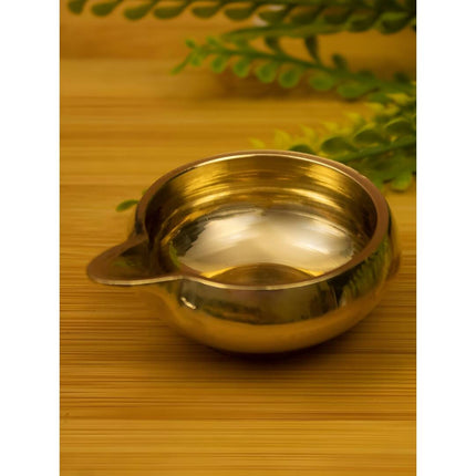 Spillbox Gold Toned Plain Kuber Diya Without Stand Pooja Essentials
