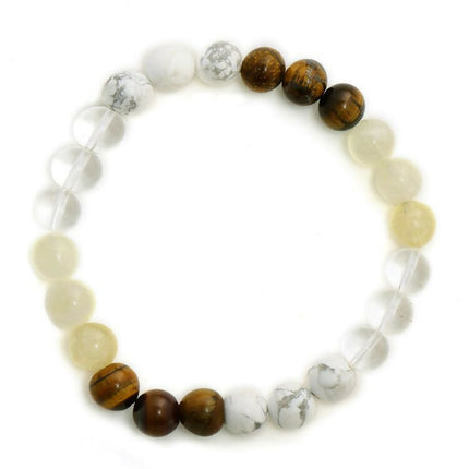 Clear Quartz and Tiger Eye Multicoloured Cyrstal Beads bracelet - Ruby Raang