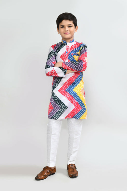 Joban Fashion Satin Silk Multicolor Kurta With Straight Fit Pant