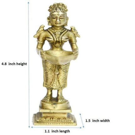 Oil Lamp Deep Lady Brass Collectible Handicraft Small Art