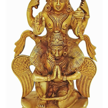 P.J.Handicrafts Brass Metal Idol of Vishnu Ji Riding On Garuda