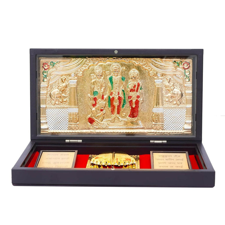 Naitik Creation Lord Ram Darbar Gold-Polished Photo Frame With Charan Paduka