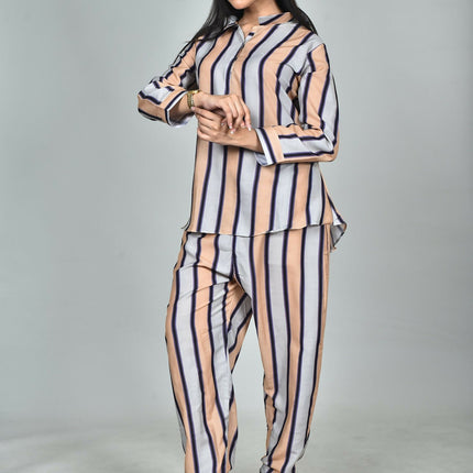 Morchari Digital Print Semi Muslin Co-Ord Set Top & Trouser-Multicolor