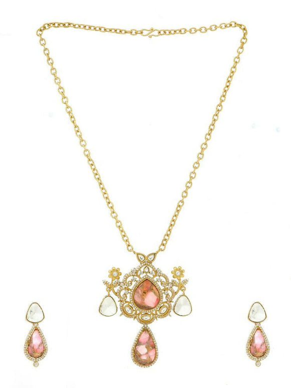 Natural Stones Earrings and Necklace set - Ruby Raang