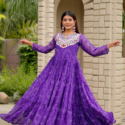 Pramukh Fab Purple Color Faux Georgette Gown