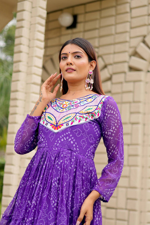 Pramukh Fab Purple Color Faux Georgette Gown