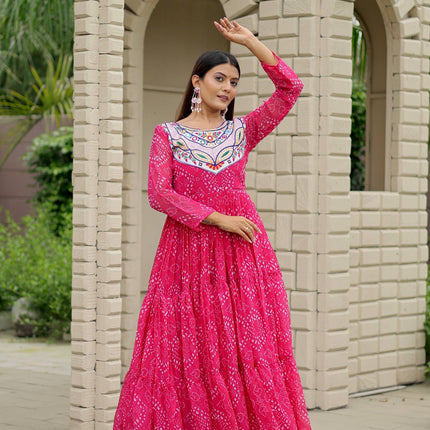 Pramukh Fab Pink Color Faux Georgette Gown