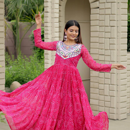Pramukh Fab Pink Color Faux Georgette Gown
