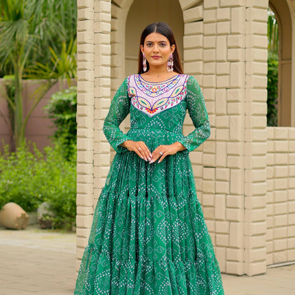 Pramukh Fab Green Color Faux Georgette Gown