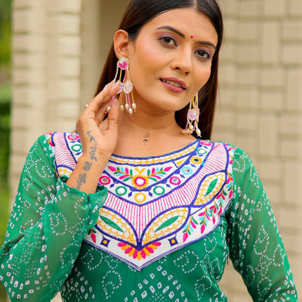 Pramukh Fab Green Color Faux Georgette Gown