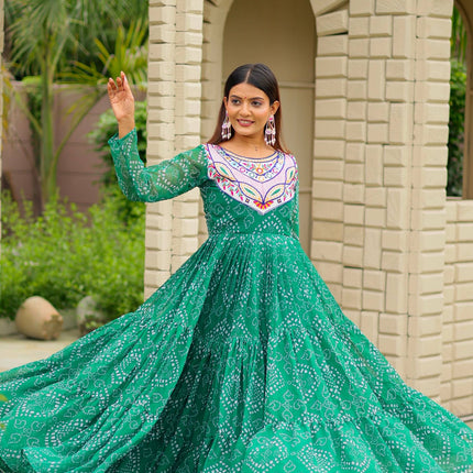 Pramukh Fab Green Color Faux Georgette Gown