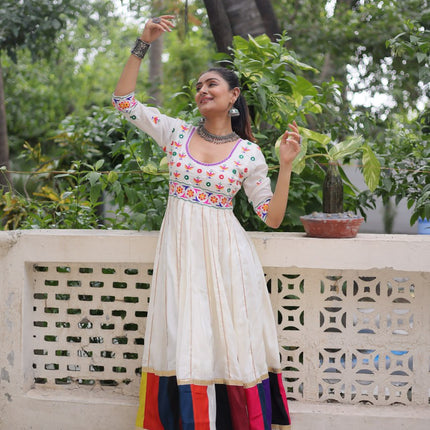 Pramukh Fab White Color Roman Gown