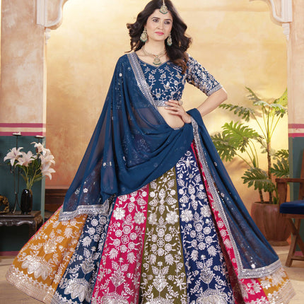 Pramukh Fab Teal Color Faux Georgette Lehenga Choli