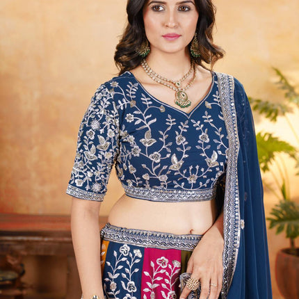 Pramukh Fab Teal Color Faux Georgette Lehenga Choli