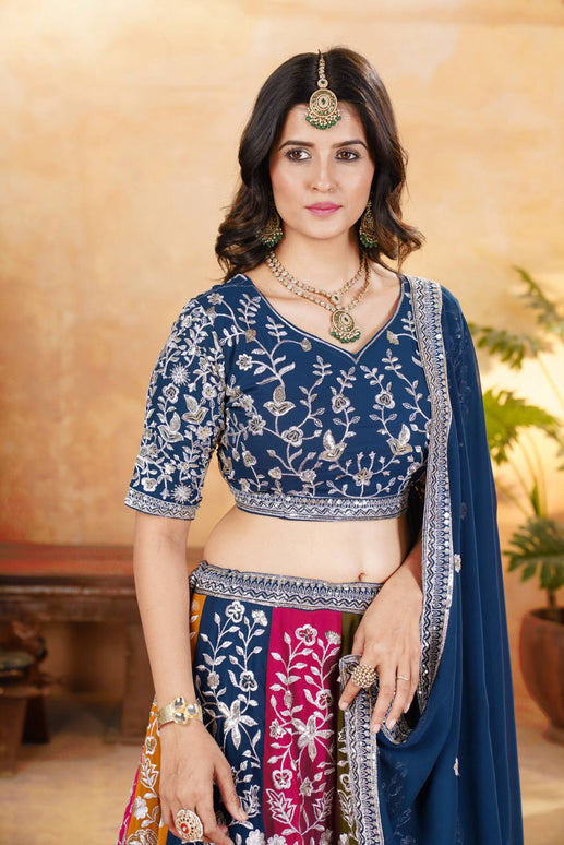 Pramukh Fab Teal Color Faux Georgette Lehenga Choli