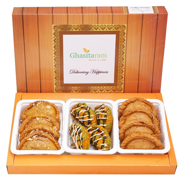 Ghasitaram Assorted Box of Traditional, Dry Sweet and Designer Gujiyas