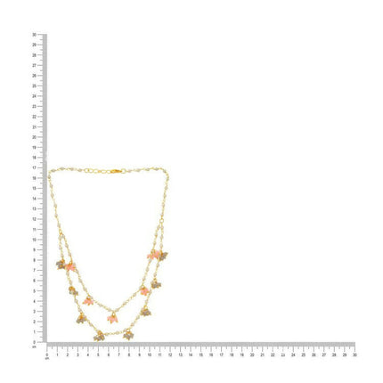 Beaded Pearl Necklace with Grey and Pink Colourful Motifs - Ruby Raang
