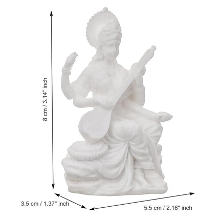 eCraftIndia White Polyresin Goddess Saraswati Statue