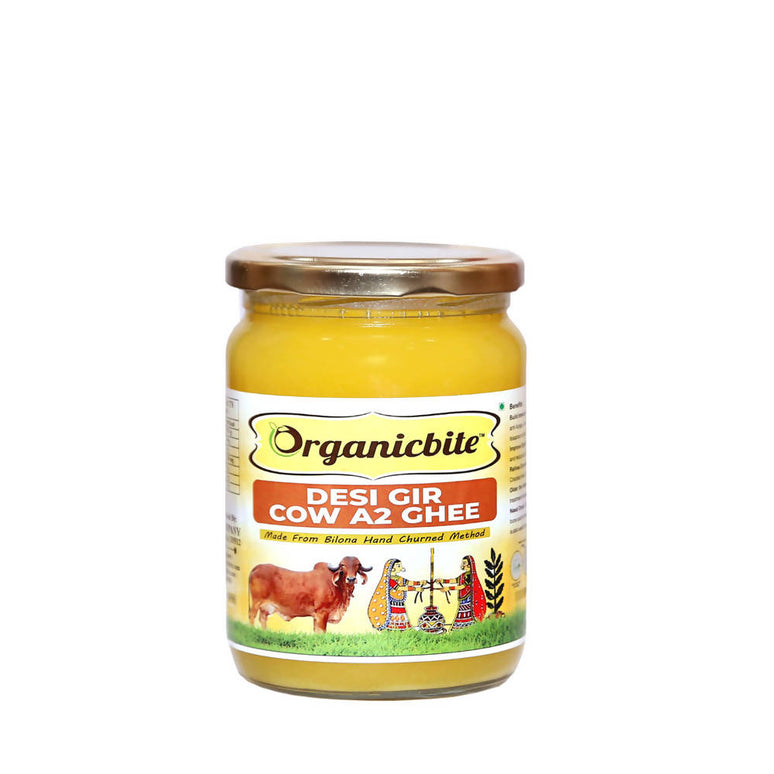 Organicbite Desi Gir Cow A2 Ghee | Vedic Bilona Method, Curd-Churned Excellence in Grass-Fed Cow Ghee,Pure & Healthy | Cow A2 Ghee