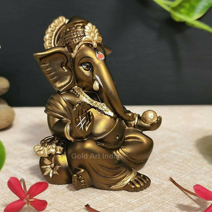 Gold Art India Gaddi Ganesh Idol For Car Dashboard