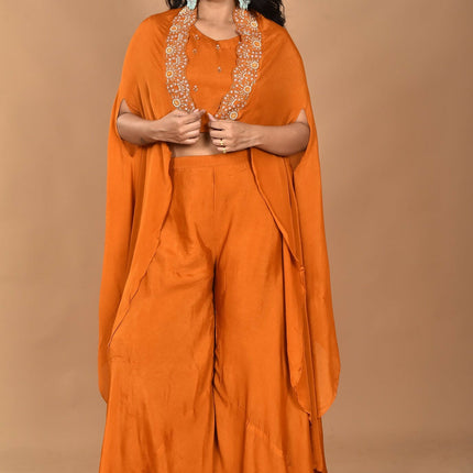 Morchari Women And Hand Embroidery Palazzo Set-Mustard