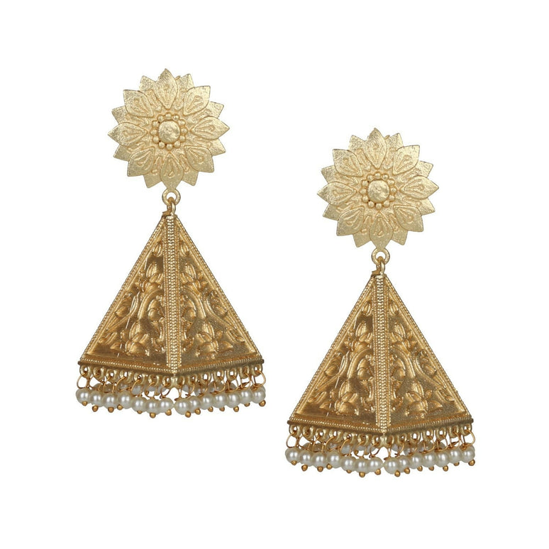 Joban Fashion Women Matte Gold Brass Earrings