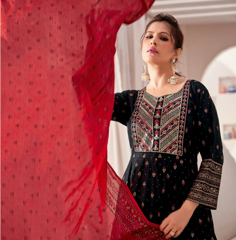 Aastha Fashion Black Rayon Party Wear Designer Gown Collection