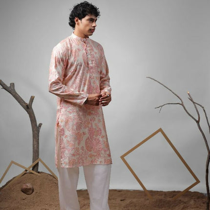 Pink Modal Designer Printed Kurta Set - Mahotsav
