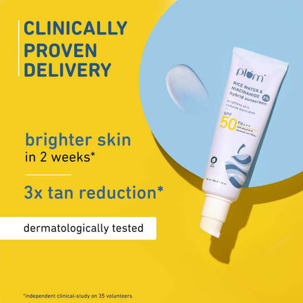 Plum 2% Niacinamide Sunscreen SPF 50 PA+++ UVA/B - Reduces Tan, No White Cast, Dermat Tested