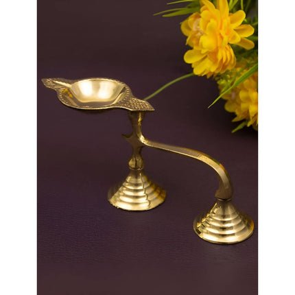 Spillbox Gold-Toned Brass Face Diya Pooja Essential