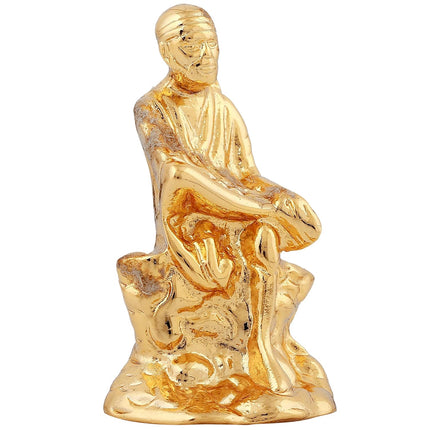 Estele Gold-Polished Divine Sirdi Sai Baba Idol for Pooja/Gifts/Car decor