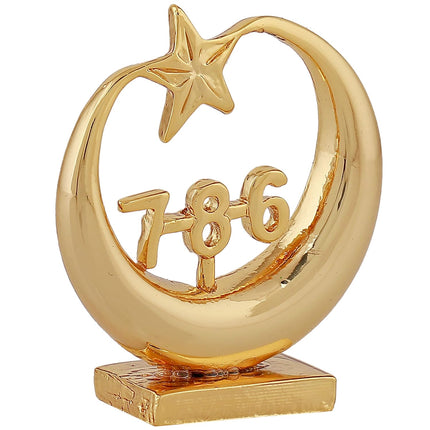 Estele Gold-Polished Spiritual 786 Chand Taara Idol for Home Decorative/ Car Dashboard