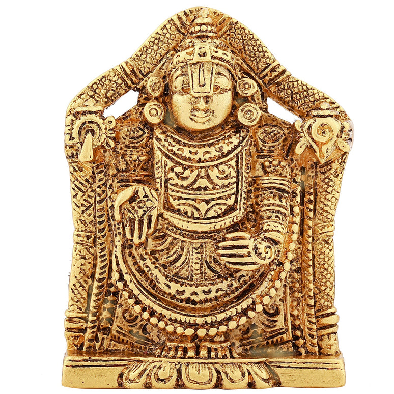 Estele Gold-Polished Lord Tirupati Balaji Idol Showpiece for Pooja Mandir/ Home Decorative
