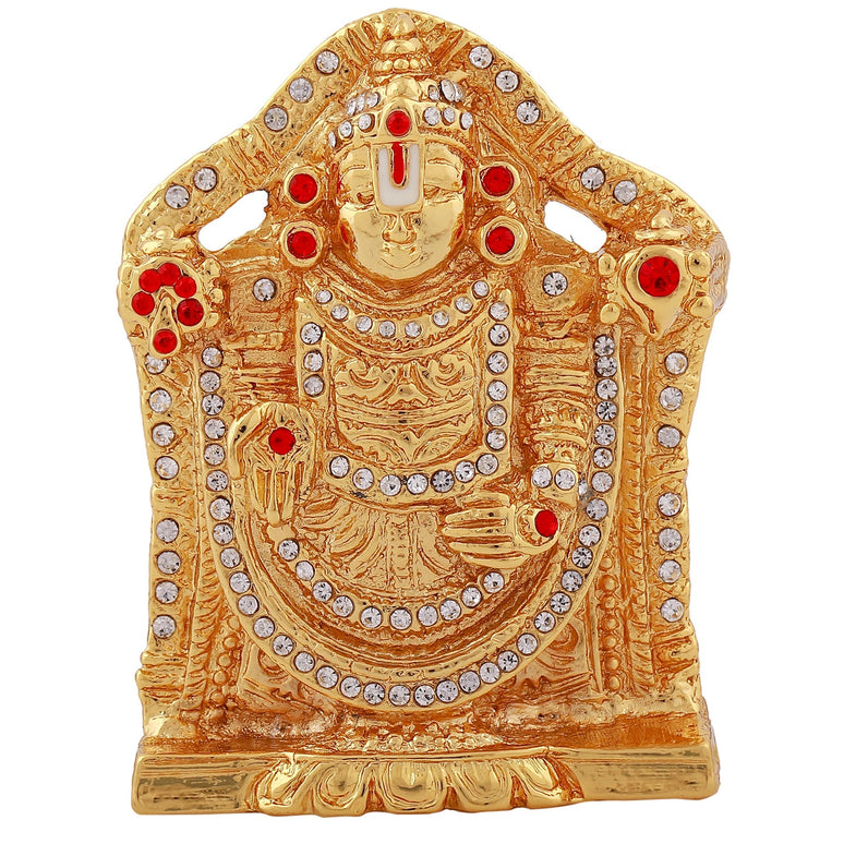 Estele Gold-Polished Lord Tirupati Balaji Idol Showpiece for Pooja Mandir/ Home Decorative