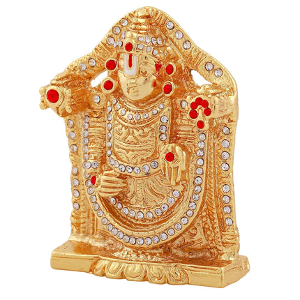 Estele Gold-Polished Lord Tirupati Balaji Idol Showpiece for Pooja Mandir/ Home Decorative